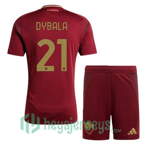 AS Roma (DYBALA 21) Kids Home Soccer Jerseys Red 2024/2025