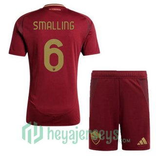 AS Roma (SMALLING 6) Kids Home Soccer Jerseys Red 2024/2025