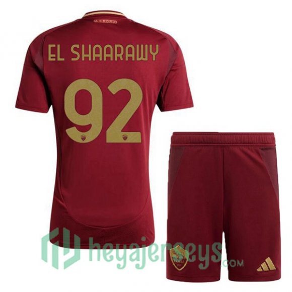 AS Roma (EL SHAARAWY 92) Kids Home Soccer Jerseys Red 2024/2025