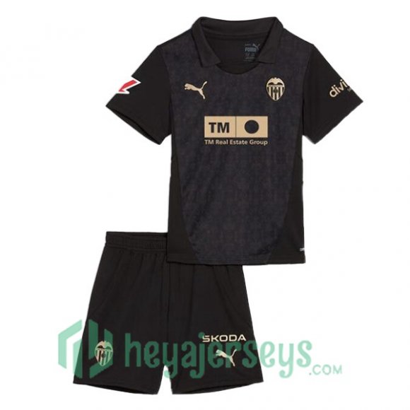 Valencia CF Kids Away Soccer Jerseys Black 2024/2025