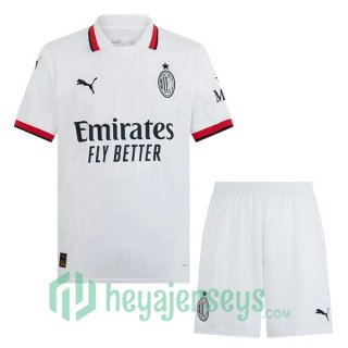 AC Milan Kids Away Soccer Jerseys White 2024/2025