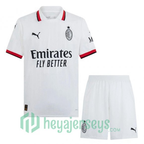 AC Milan Kids Away Soccer Jerseys White 2024/2025