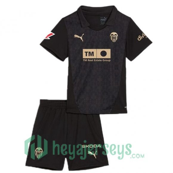 Valencia CF Kids Away Soccer Jerseys Black 2024/2025