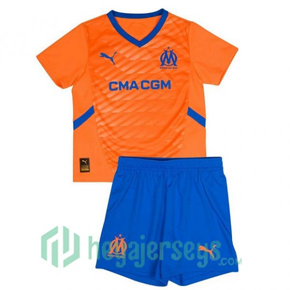 Olympique Marseille Kids Third Soccer Jerseys Orange 2024/2025