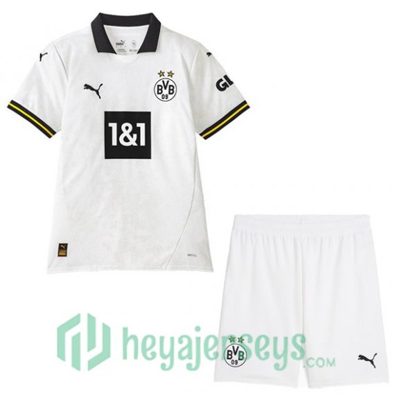 Borussia Dortmund Kids Away Soccer Jerseys White 2024/2025