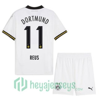 Borussia Dortmund (Reus 11) Kids Away Soccer Jerseys White 2024/2025