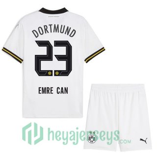 Borussia Dortmund (Emre Can 23) Kids Away Soccer Jerseys White 2024/2025