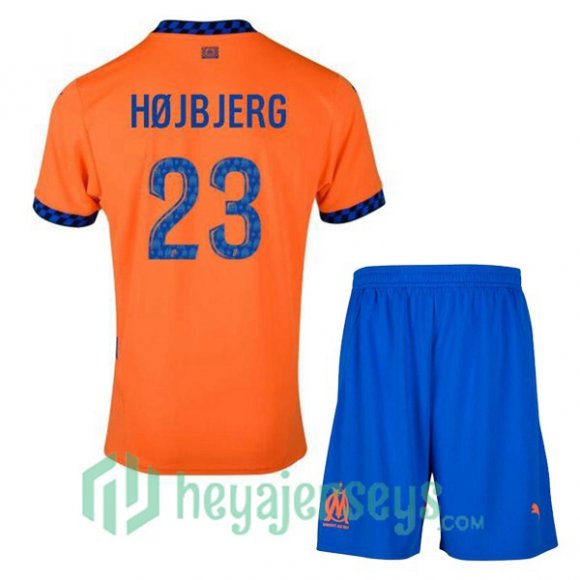 Olympique Marseille (HØJBJERG 23) Kids Third Soccer Jerseys Orange 2024/2025