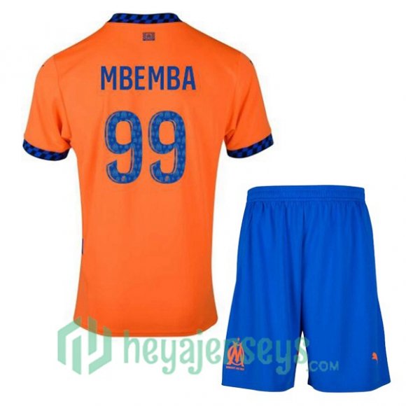 Olympique Marseille (MBEMBA 99) Kids Third Soccer Jerseys Orange 2024/2025