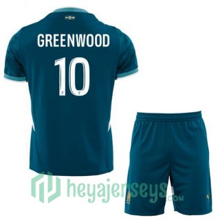 Olympique Marseille (GREENWOOD 10) Kids Away Soccer Jerseys Blue 2024/2025