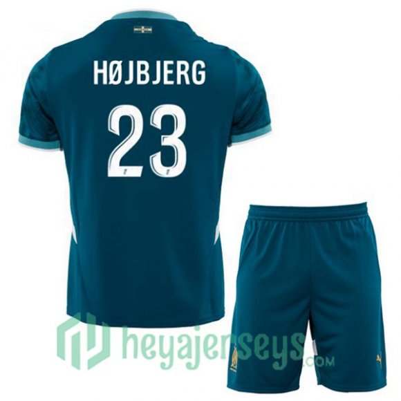 Olympique Marseille (HØJBJERG 23) Kids Away Soccer Jerseys Blue 2024/2025