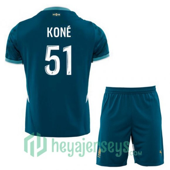 Olympique Marseille (KONÉ 51) Kids Away Soccer Jerseys Blue 2024/2025