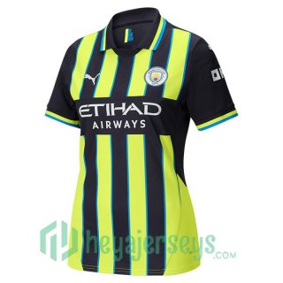 Manchester City Women Away Soccer Jerseys Green Black 2024/2025