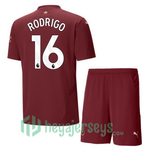 Manchester City (Rodrigo 16) Kids Third Soccer Jerseys Marron 2024/2025