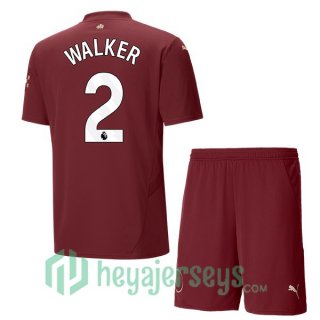 Manchester City (Kyle Walker 2) Kids Third Soccer Jerseys Marron 2024/2025