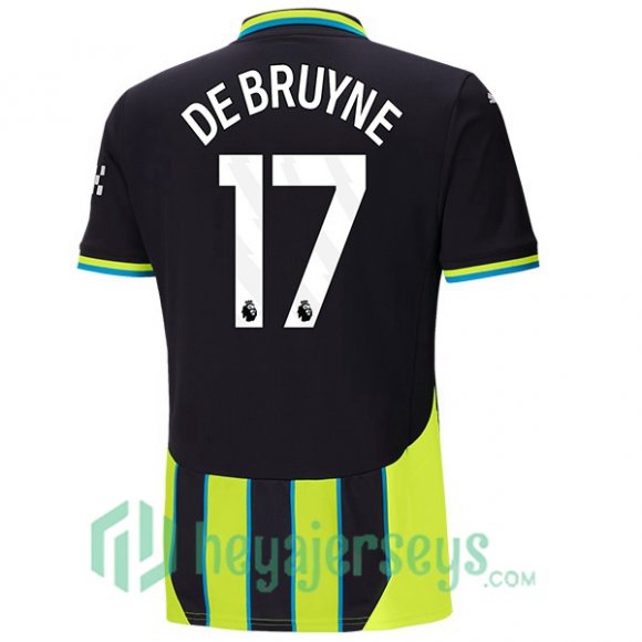 Manchester City (Kevin De Bruyne 17) Away Soccer Jerseys Green Black 2024/2025