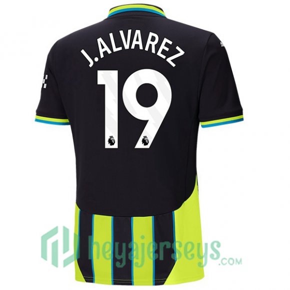 Manchester City (Julián Álvarez 19) Away Soccer Jerseys Green Black 2024/2025