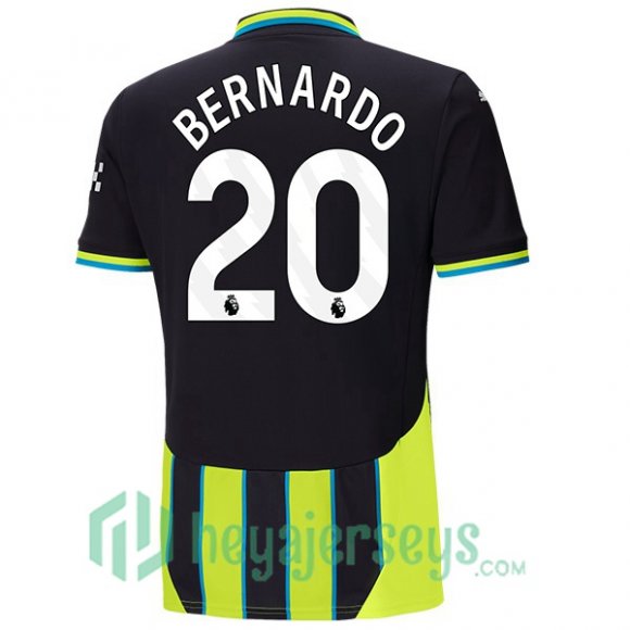 Manchester City (Bernardo Silva 20) Away Soccer Jerseys Green Black 2024/2025