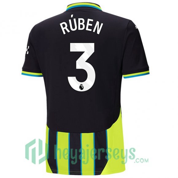 Manchester City (Ruben Dias 3) Away Soccer Jerseys Green Black 2024/2025