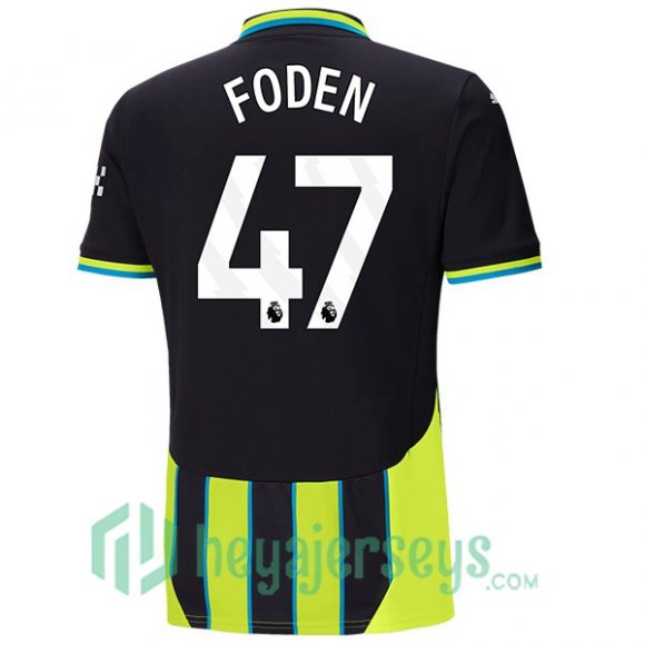 Manchester City (Phil Foden 47) Away Soccer Jerseys Green Black 2024/2025