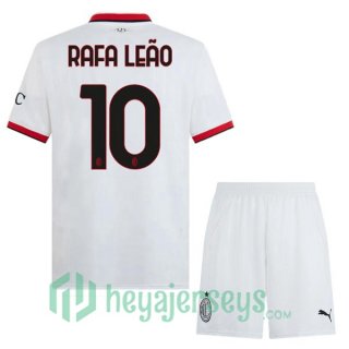 AC Milan (Rafa Leão 10) Kids Away Soccer Jerseys White 2024/2025