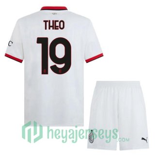 AC Milan (THEO 19) Kids Away Soccer Jerseys White 2024/2025