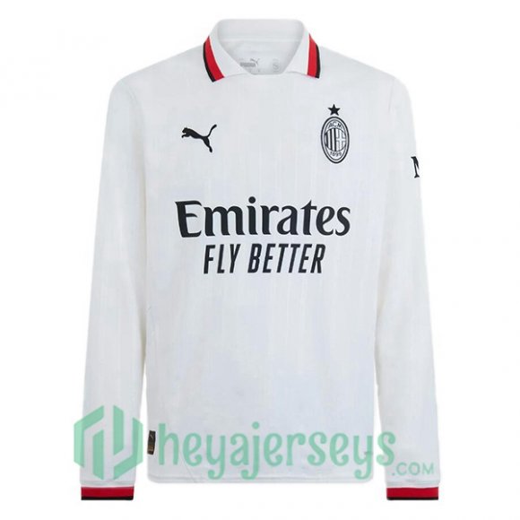 AC Milan Away Soccer Jerseys Long Sleeve White 2024/2025