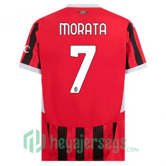 AC Milan (Morata 7) Home Soccer Jerseys Red Black 2024/2025