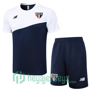 Sao Paulo FC Training T-Shirts + Shorts White Blue Royal 2024/2025