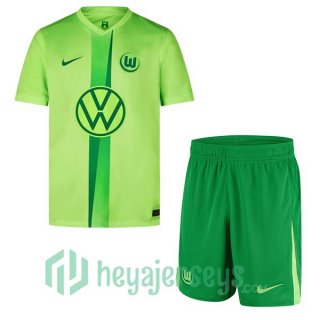 Vfl Wolfsburg Kids Home Soccer Jerseys Green 2024/2025