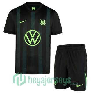 Vfl Wolfsburg Kids Away Soccer Jerseys Black 2024/2025