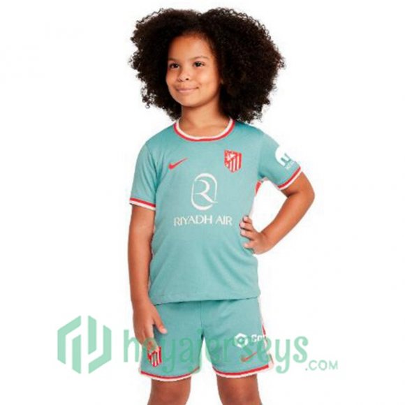 Atletico Madrid Kids Away Soccer Jerseys Green 2024/2025