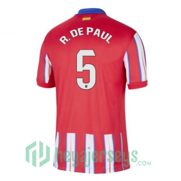 Atletico Madrid (R. DE PAUL 5) Home Soccer Jerseys Red 2024/2025