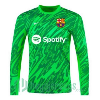 FC Barcelona Goalkeeper Soccer Jerseys Long Sleeve Spotify Green 2024/2025