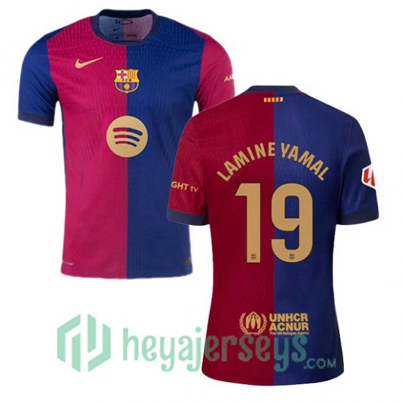 FC Barcelona (LAMINE YAMAL 19) Home Soccer Jerseys Blue Red 2024/2025