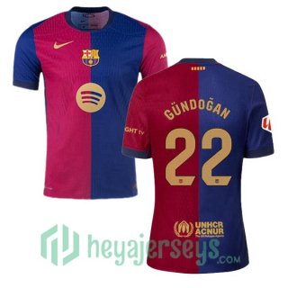 FC Barcelona (GÜNDOĞAN 22) Home Soccer Jerseys Blue Red 2024/2025