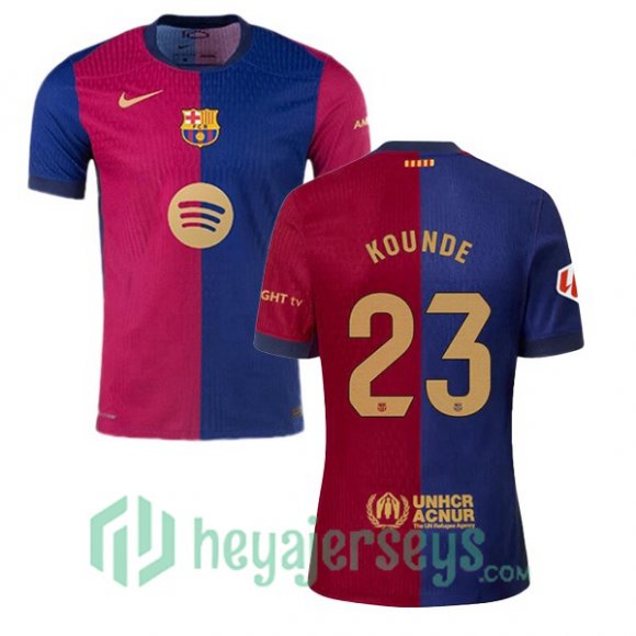 FC Barcelona (KOUNDE 23) Home Soccer Jerseys Blue Red 2024/2025