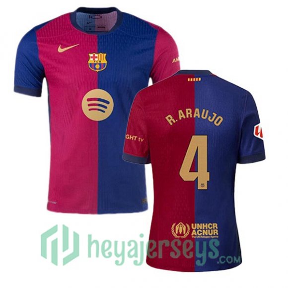 FC Barcelona (R. ARAUJO 4) Home Soccer Jerseys Blue Red 2024/2025