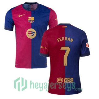 FC Barcelona (FERRAN 7) Home Soccer Jerseys Blue Red 2024/2025