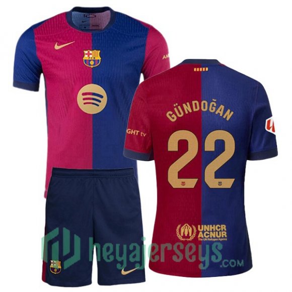 FC Barcelona (GÜNDOĞAN 22) Kids Home Soccer Jerseys Blue Red 2024/2025