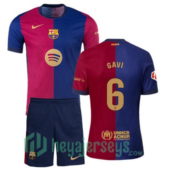 FC Barcelona (GAVI 6) Kids Home Soccer Jerseys Blue Red 2024/2025