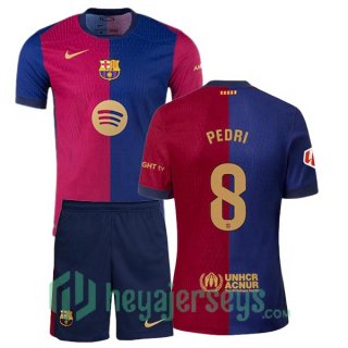 FC Barcelona (PEDRI 8) Kids Home Soccer Jerseys Blue Red 2024/2025