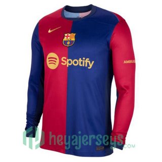 FC Barcelona Home Soccer Jerseys Long Sleeve Blue Red 2024/2025