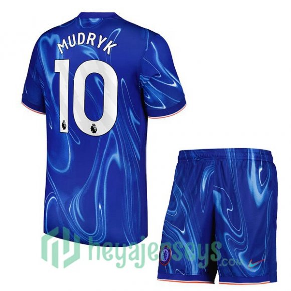 FC Chelsea (Mudryk 10) Kids Home Soccer Jerseys Blue 2024/2025