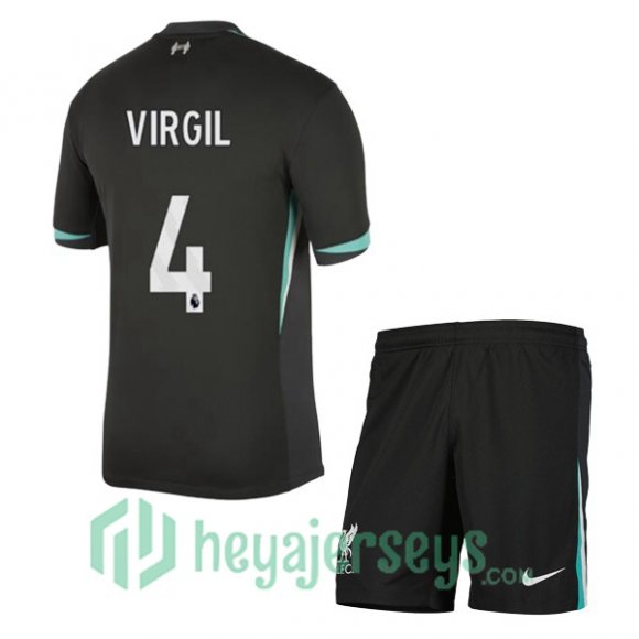 FC Liverpool (VIRGIL 4) Kids Away Soccer Jerseys Black 2024/2025