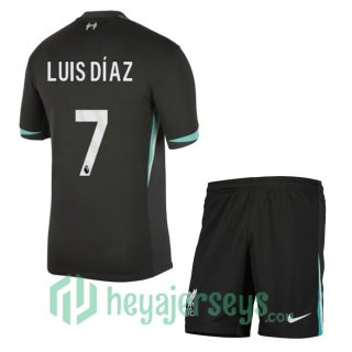 FC Liverpool (LUIS DÍAZ 7) Kids Away Soccer Jerseys Black 2024/2025