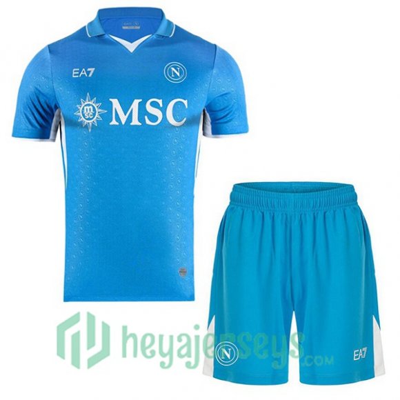 SSC Napoli Kids Home Soccer Jerseys Blue 2024/2025