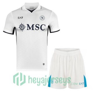 SSC Napoli Kids Away Soccer Jerseys White 2024/2025