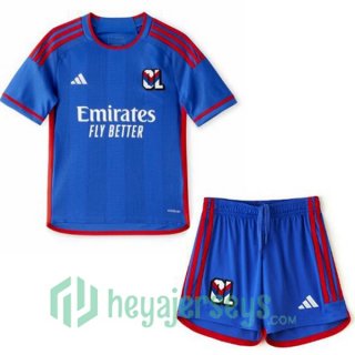 Olympique Lyonnais Kids Soccer Jerseys Away Blue 2023/2024