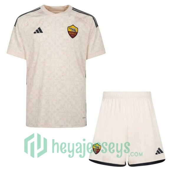 AS Roma Kids Soccer Jerseys Away Yellow 2023/2024